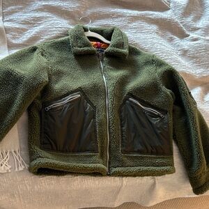 Alpha Industries Olive Sherpa Jacket with Orange Lining